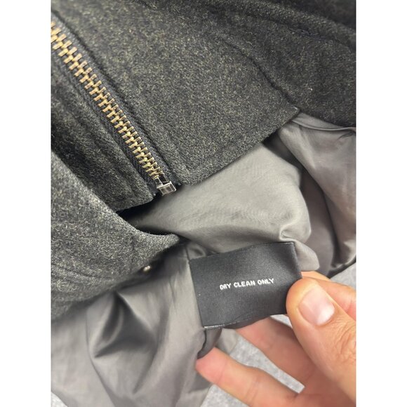 London Fog Jacket Mens Large Charcoal Wool Blend Zip Snap Stand Collar Pockets - Picture 9 of 10